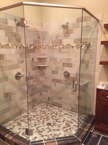 Neo Angle shower with Brushed nickel hardware